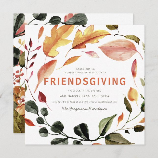 Autumn Leaves | Friendsgiving Thanksgiving Holiday Card (Front/Back)