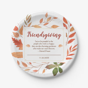 Autumn Leaves Friendsgiving Thanksgiving Party Paper Plate