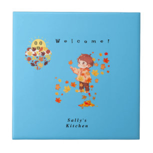 Autumn Leaves Fun Ceramic Tile