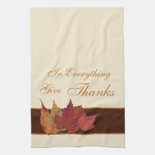 Autumn Leaves Give Thanks Kiitchen Towel