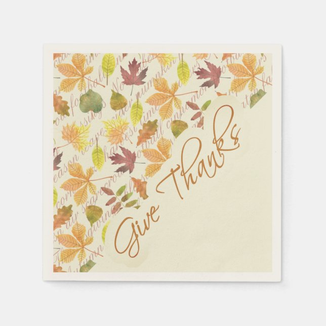 Autumn leaves Give thanks Napkin (Front)