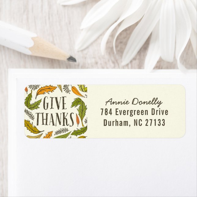 Autumn Leaves Give Thanks Return Address Label (Insitu)