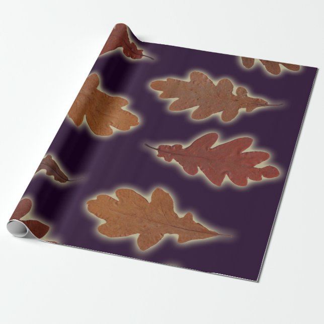 Autumn Leaves Glow on Custom Colour Wrapping Paper (Unrolled)