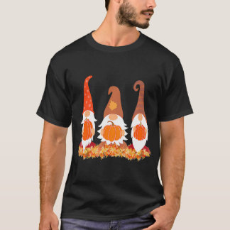 Autumn Leaves Gnomes Pumkin Maple Leaf Flower T-Shirt