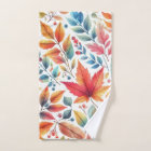Autumn Leaves Gold Teal Orange Towel Set