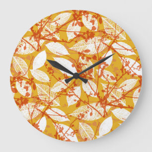 Autumn Leaves: Golden Vintage Repeat Large Clock