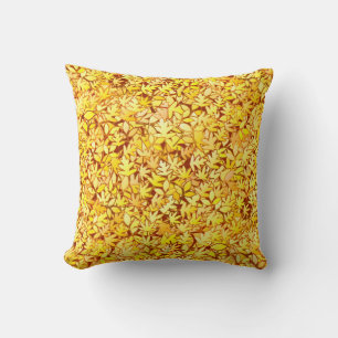 Autumn leaves, golden yellow cushion