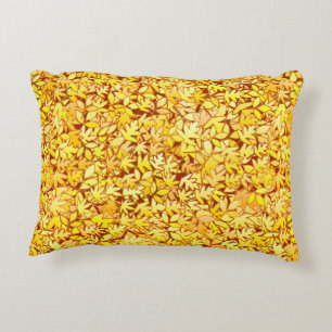 Autumn leaves, golden yellow decorative cushion