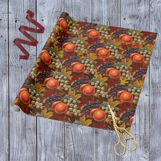 Autumn Leaves Grapes and Apples - Abundant Harvest Wrapping Paper (Creator Uploaded)