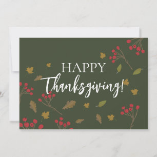 Autumn Leaves Green Family Happy Thanksgiving Holiday Card