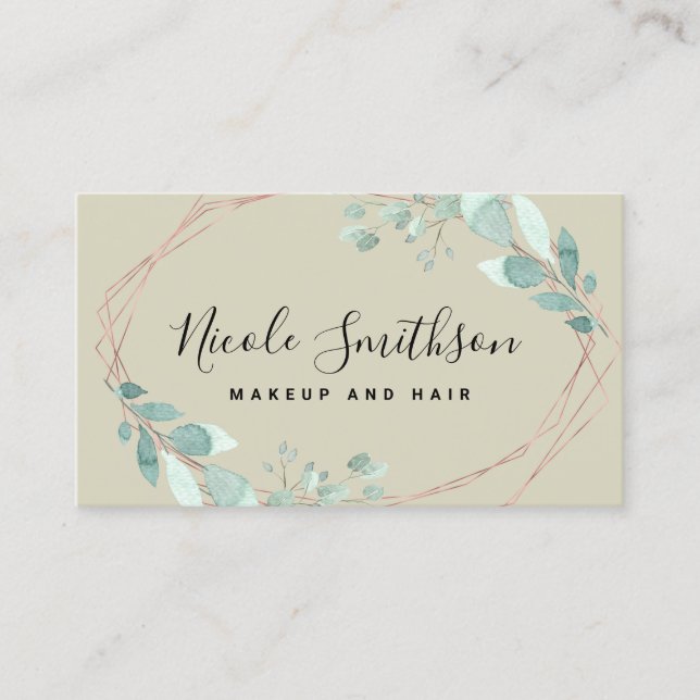 autumn leaves greenery frame business card (Front)
