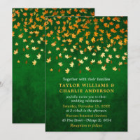 Autumn Leaves Grunge Gold and Green Wedding