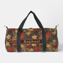 Autumn Leaves Grunge Graphite Duffel Bag