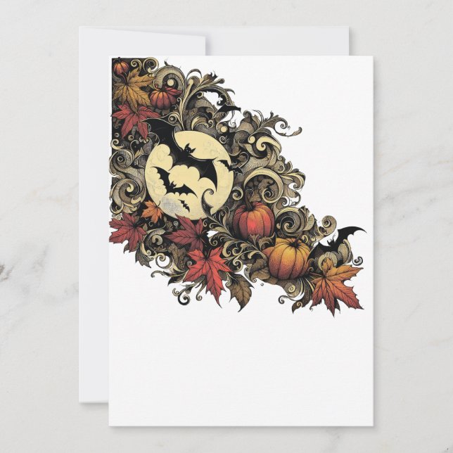 Autumn leaves. Halloween pattern. (Front)