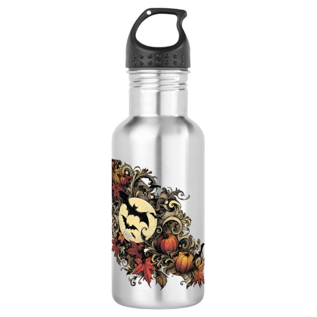 Autumn leaves. Halloween pattern. 532 Ml Water Bottle (Front)
