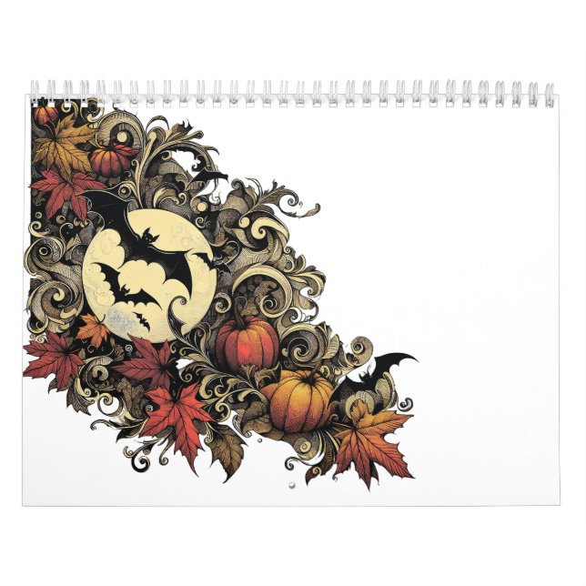 Autumn leaves. Halloween pattern. Calendar (Cover)