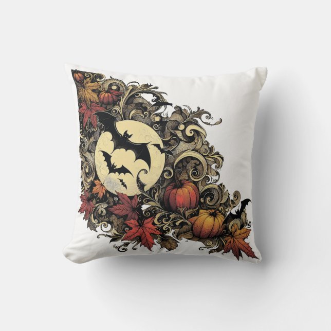 Autumn leaves. Halloween pattern. Cushion (Front)