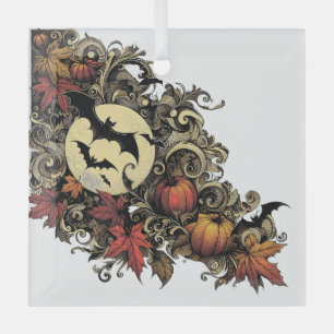 Autumn leaves. Halloween pattern. Glass Tree Decoration