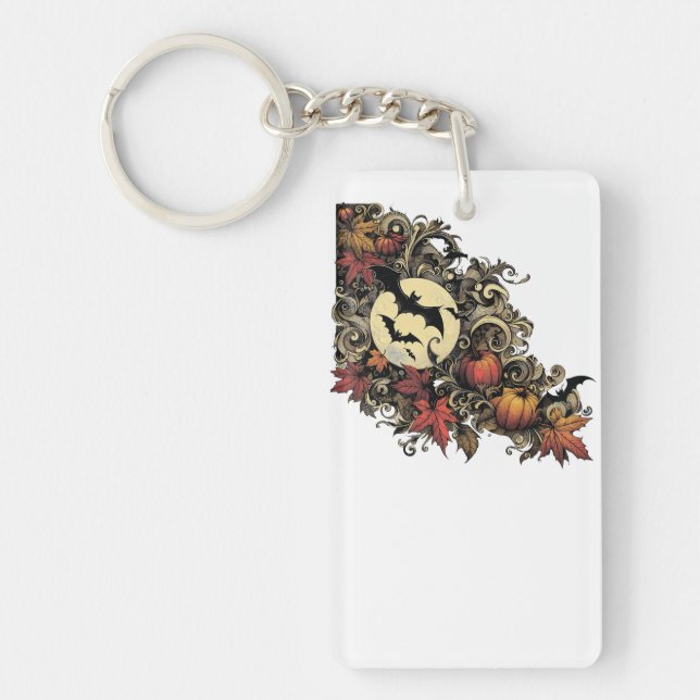 Autumn leaves. Halloween pattern. Key Ring (Front)