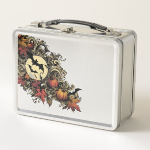 Autumn leaves. Halloween pattern. Metal Lunch Box