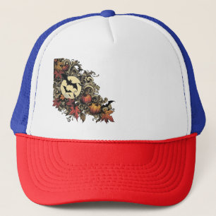 Autumn leaves. Halloween pattern. Trucker Hat
