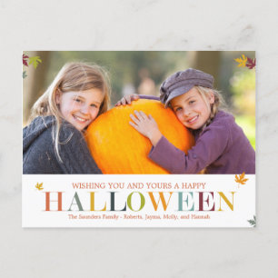 Autumn Leaves Halloween Photo Card Postcard