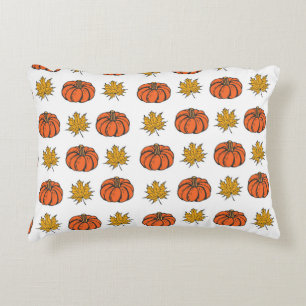 Autumn Leaves: Hand-Drawn Pumpkin Pattern Decorative Cushion