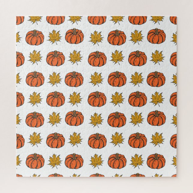 Autumn Leaves: Hand-Drawn Pumpkin Pattern Jigsaw Puzzle (Vertical)