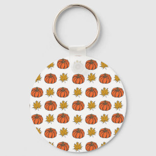 Autumn Leaves: Hand-Drawn Pumpkin Pattern Key Ring