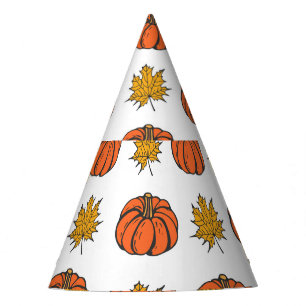 Autumn Leaves: Hand-Drawn Pumpkin Pattern Party Hat