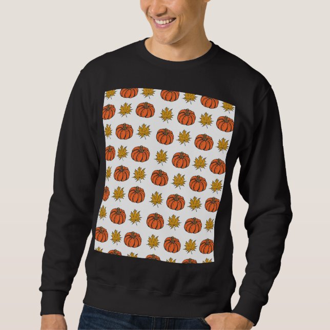 Autumn Leaves: Hand-Drawn Pumpkin Pattern Sweatshirt (Front)
