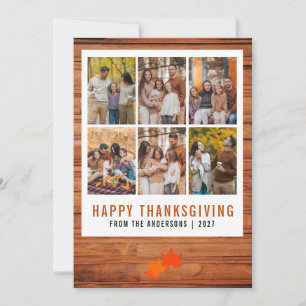 Autumn Leaves Happy Thanksgiving Multi Photo Holiday Card