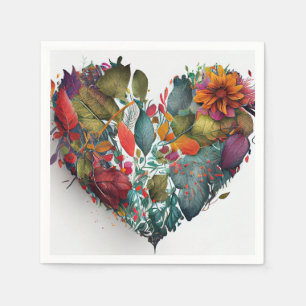 Autumn Leaves Heart Paper Napkins
