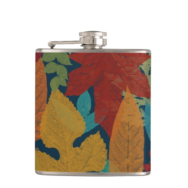 Autumn leaves hip flask (Front)
