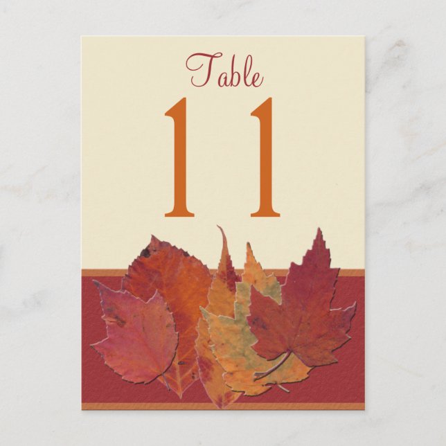 Autumn Leaves II Table Number Post Card (Front)