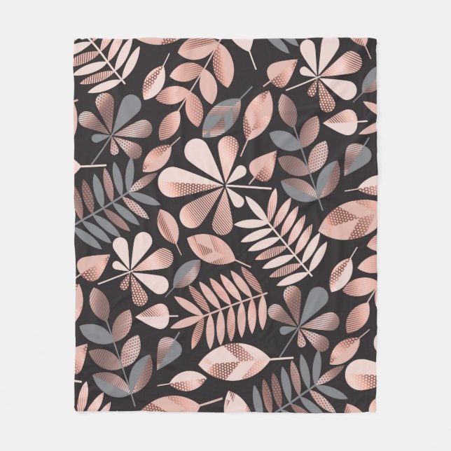 Autumn leaves illustration pattern fleece blanket (Front)