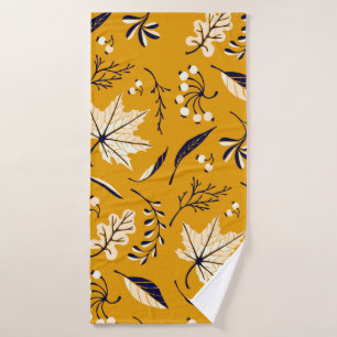 Autumn leaves in cartoon style seamless pattern bath towel