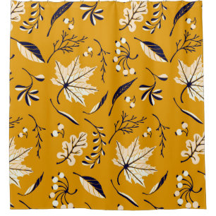 Autumn leaves in cartoon style seamless pattern shower curtain