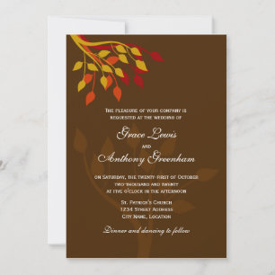Autumn Leaves in Gold Orange Red Invitation