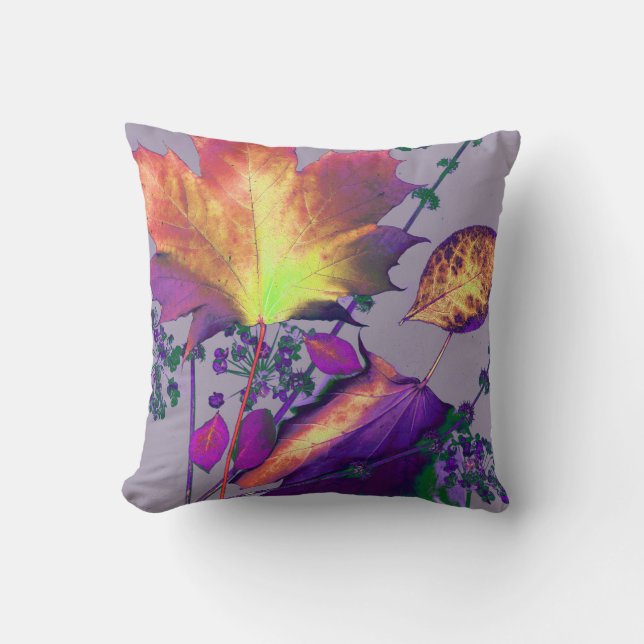 Autumn Leaves in Lilac Cushion (Front)