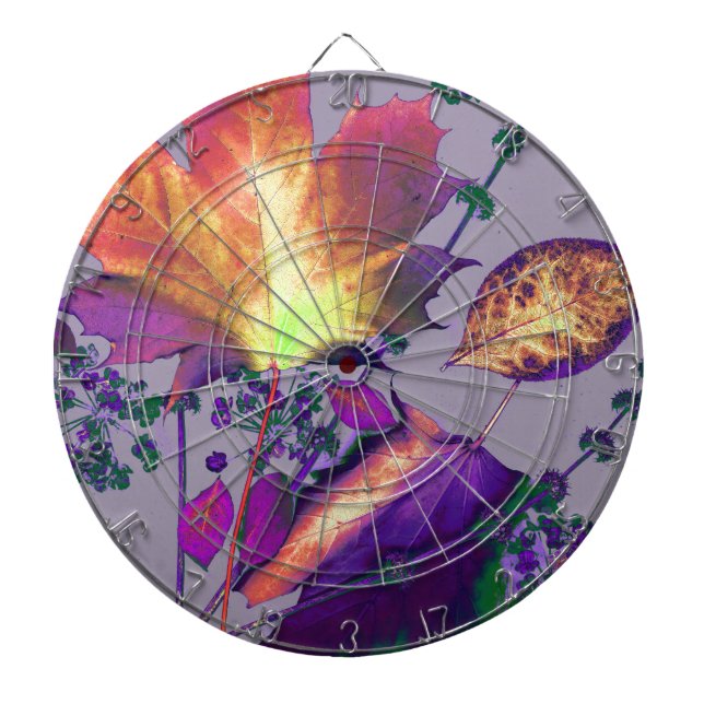 Autumn Leaves in Lilac Dartboard (Front)