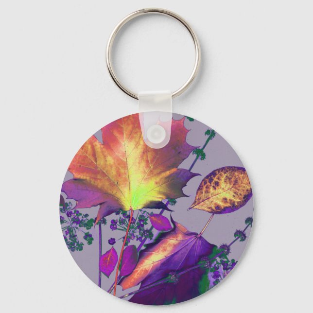 Autumn Leaves in Lilac Key Ring (Front)