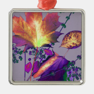 Autumn Leaves in Lilac Metal Tree Decoration