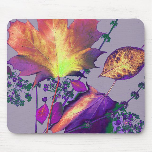 Autumn Leaves in Lilac Mouse Pad (Front)