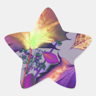 Autumn Leaves in Lilac Star Sticker