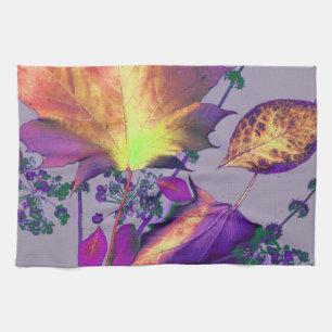 Autumn Leaves in Lilac Tea Towel