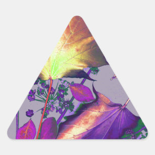 Autumn Leaves in Lilac Triangle Sticker