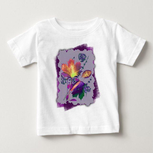 Autumn Leaves in Lilac with Purple Baby T-Shirt (Front)