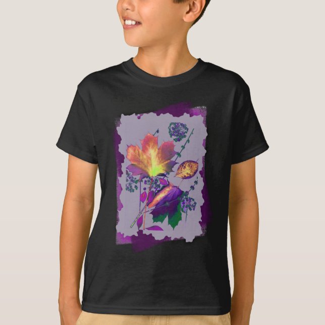 Autumn Leaves in Lilac with Purple T-Shirt (Front)