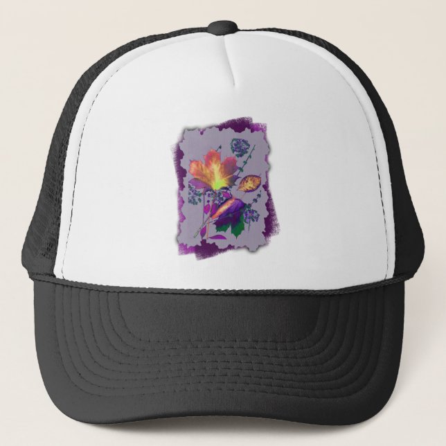 Autumn Leaves in Lilac with Purple Trucker Hat (Front)